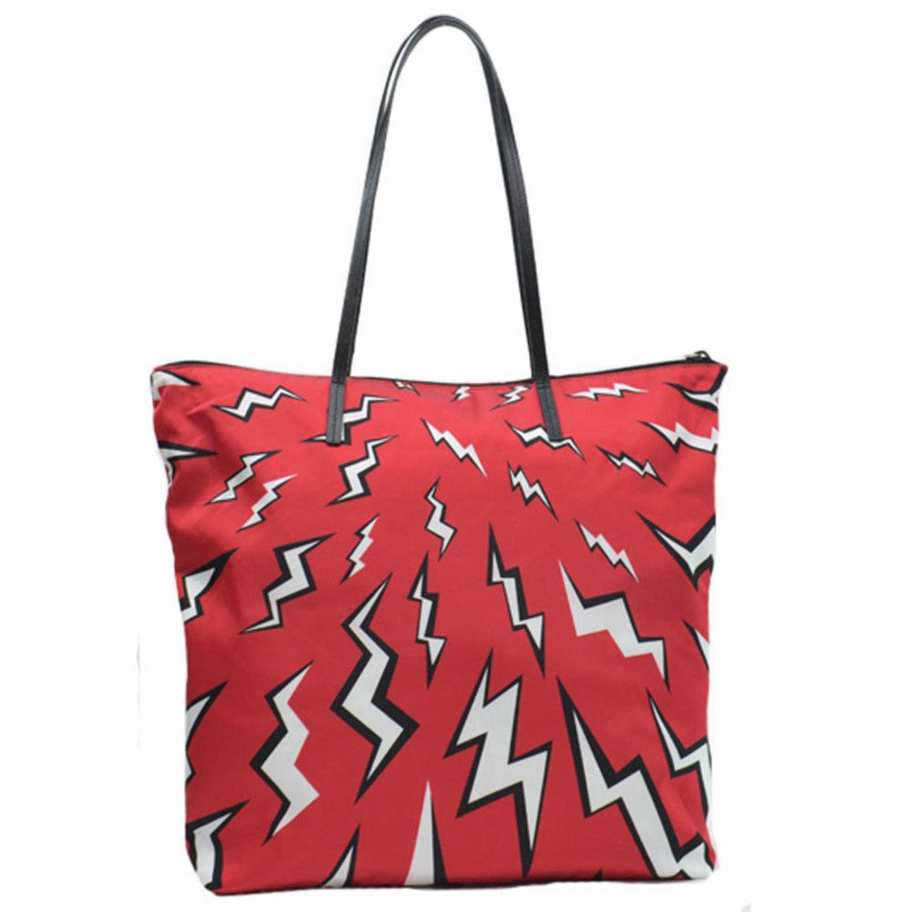 Prada Leather Nylon Bag Black Red Tote White Frankenstein - Picture 3 of 3